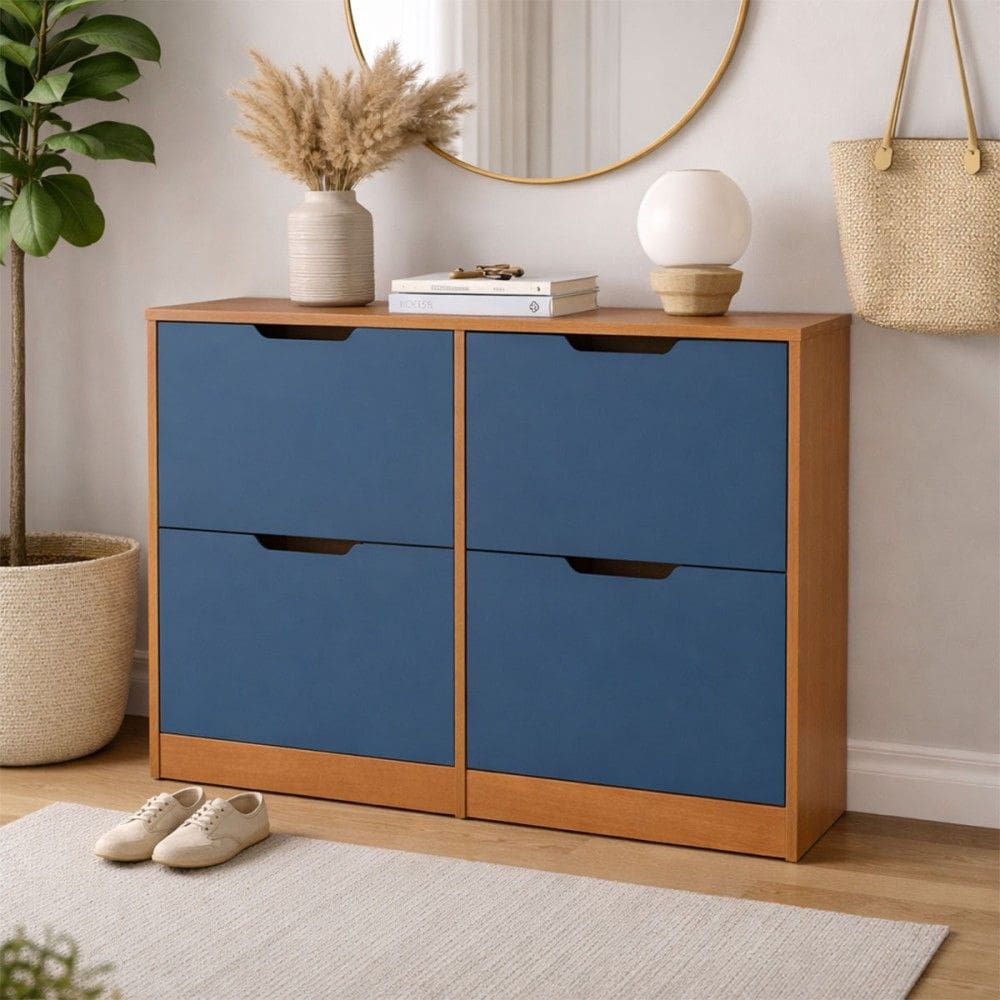 Sapateira Madri 4 Portas Azul/Freijó - Politorno