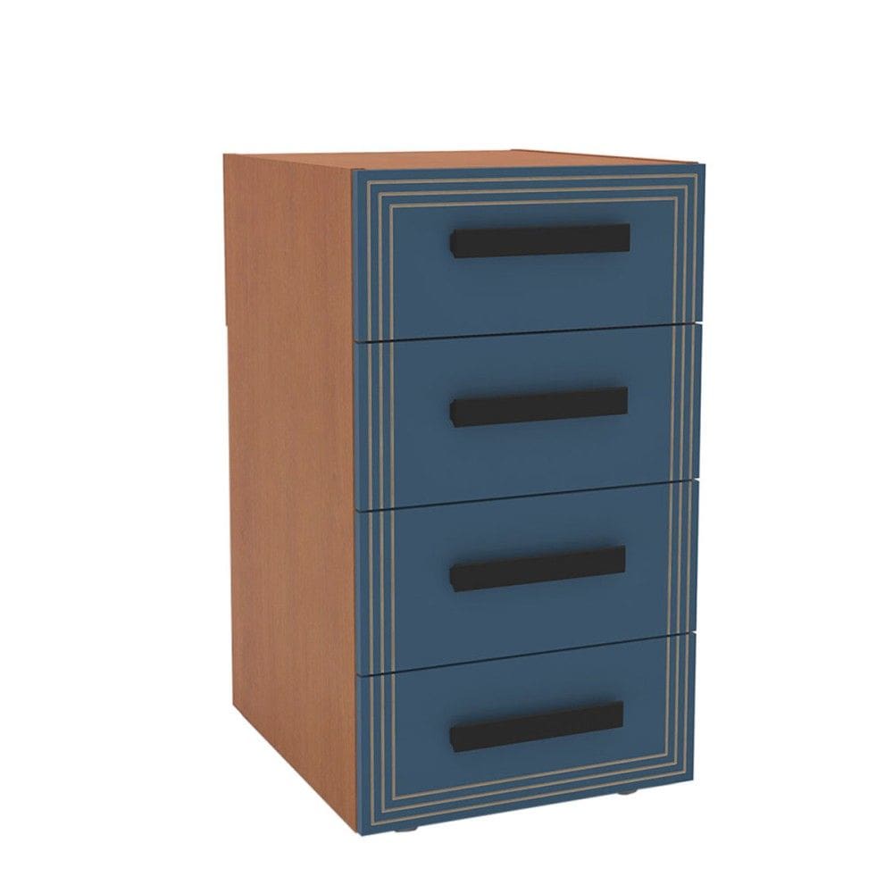 Gaveteiro Valência 4 Gavetas Azul/Freijó - Politorno