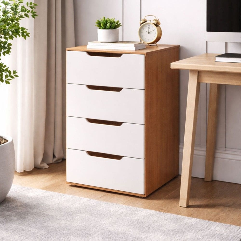 Gaveteiro Madri 4 Gavetas Branco/Freijó - Politorno