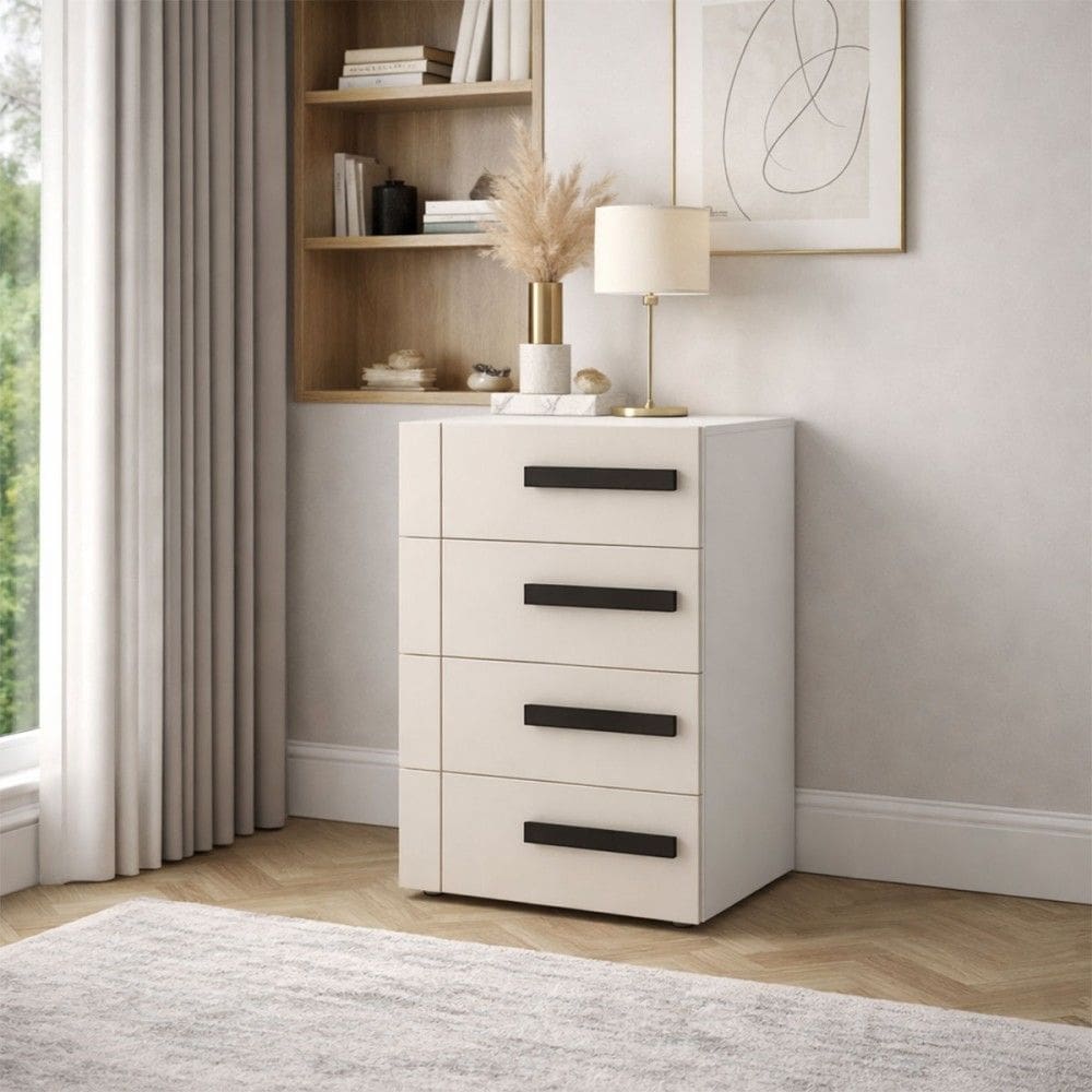 Gaveteiro Lisboa 4 Gavetas Creme/Branco - Politorno