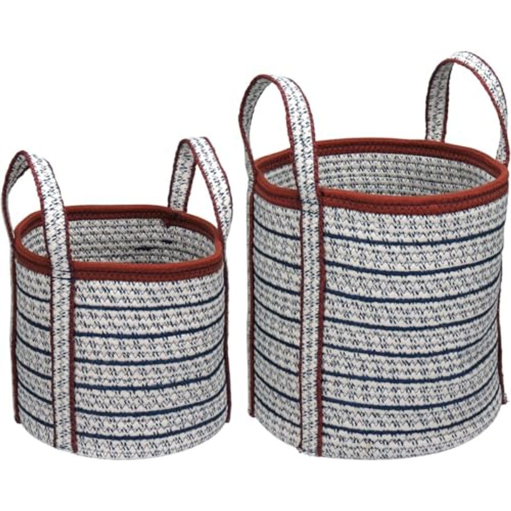 Kit 2 Peças Cesta Decorativo Organizadora Cachepô Home&Co Tecido Azul Cesto