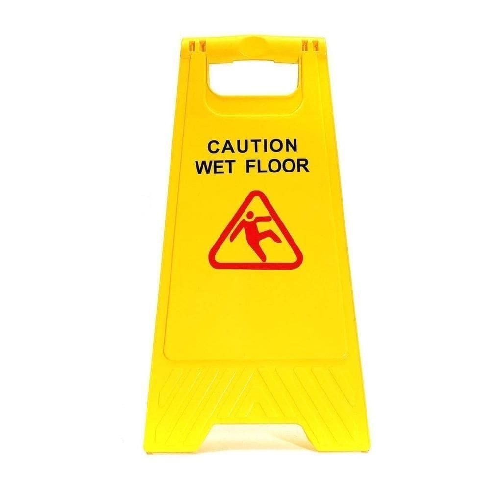 Placa Sinalização Amarela Segurança Piso Molhado Escorregadio Caution Wet Floor