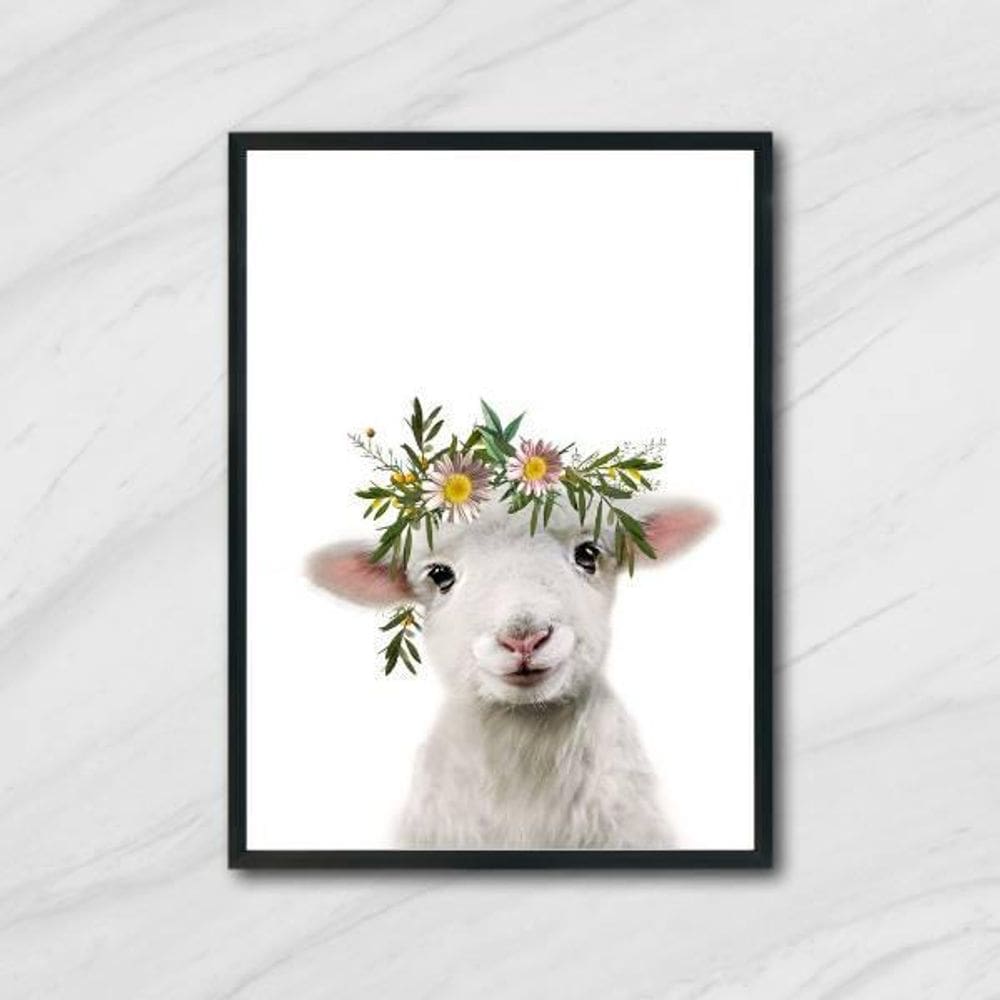 Quadro Cabritinho Coroa De Flores 24X18Cm