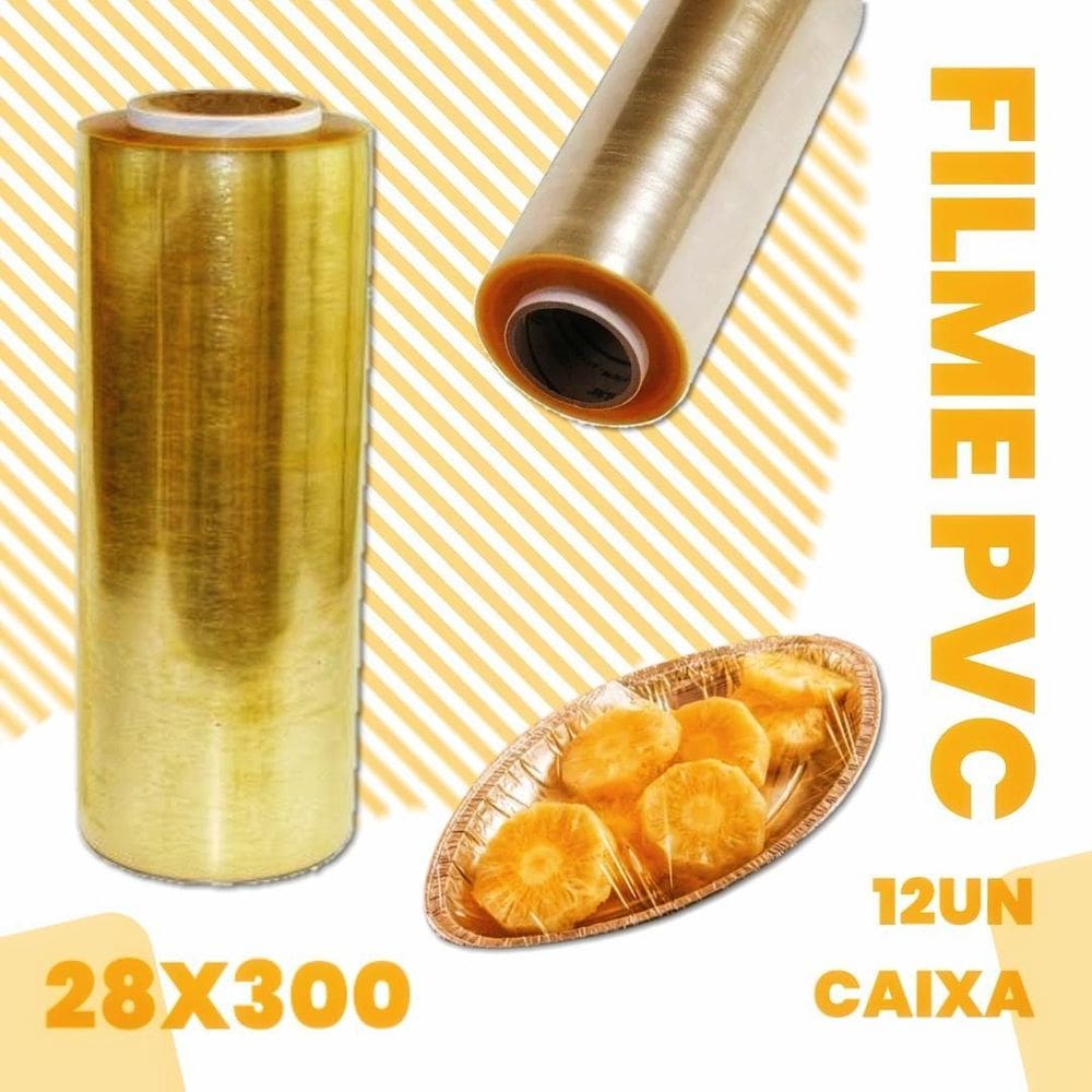 Rolo Plástico Pvc Filme Alimentos Bobina    28X300 Cx 12Un