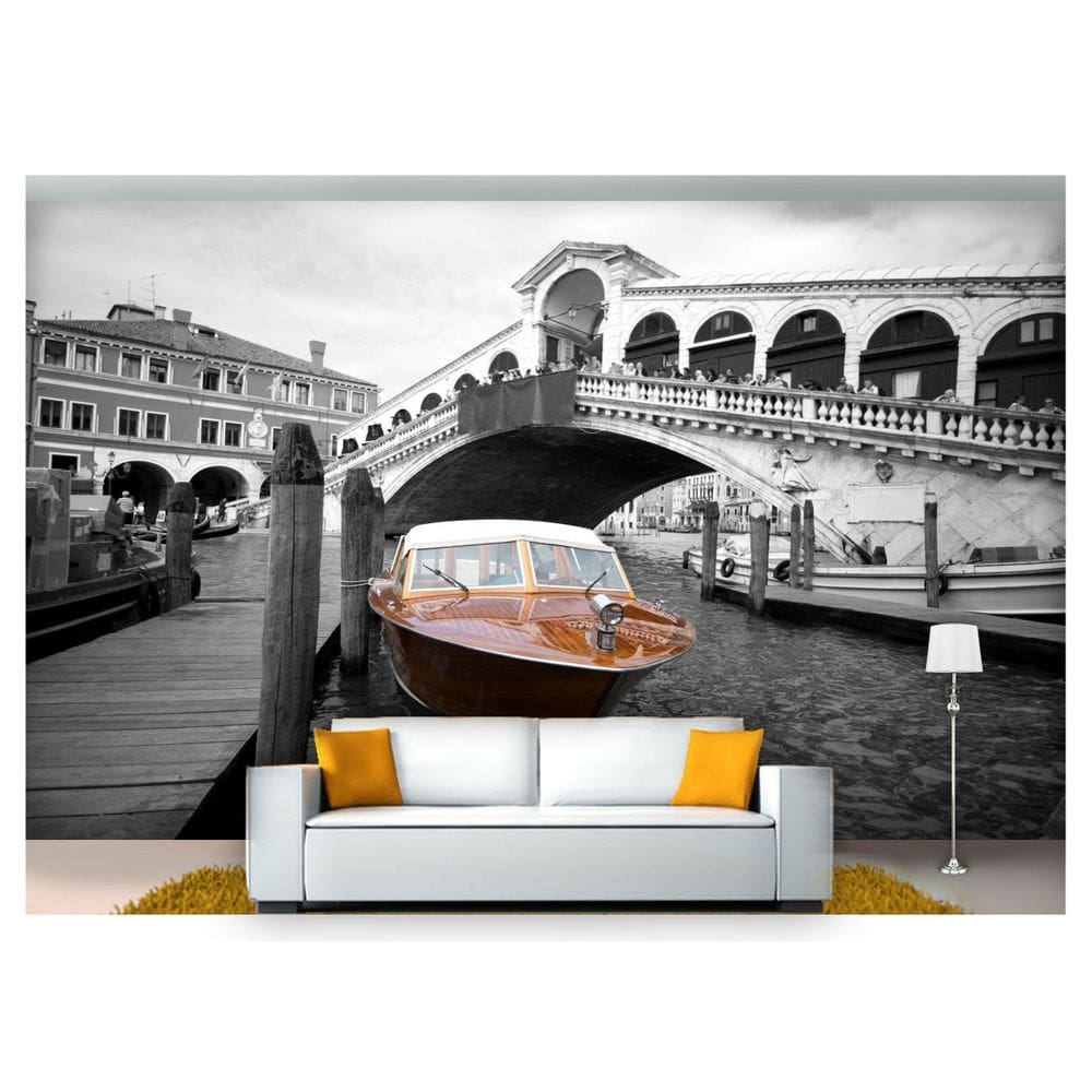 Papel De Parede Cidade Veneza Barco Lancha 3D Ncd165