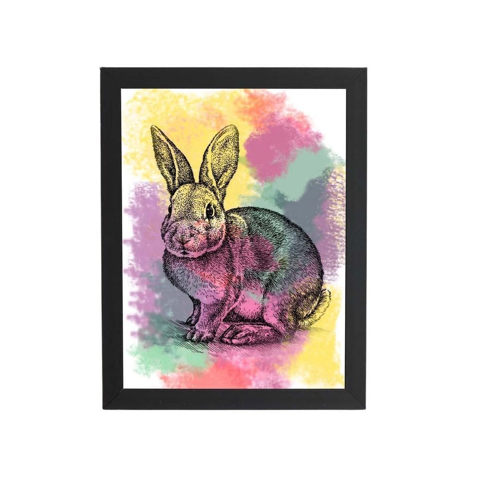 Quadro Coelho Pets Animais Arte Aquarela Moldura 30X40Cm