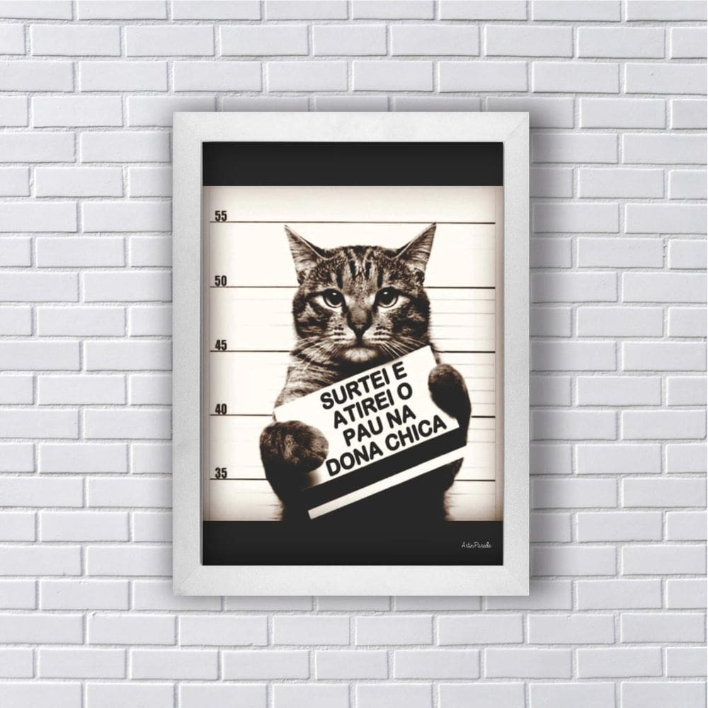 Quadro Gato Atirei O Pau Na Dona Chica 45X34Cm Branca