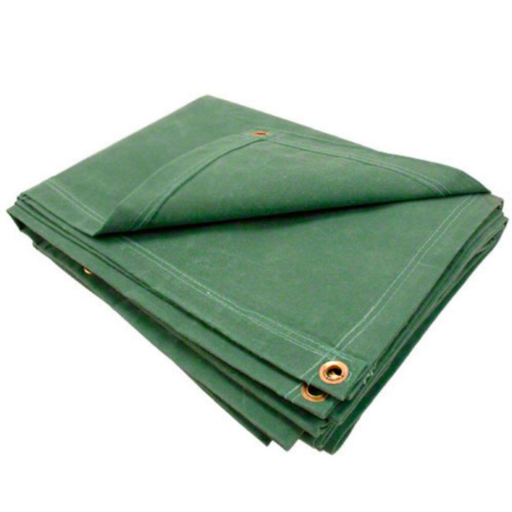 Encerado lona verde algodão fio 8 + argola 6 x 5 mts