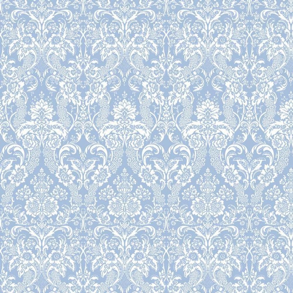 Papel De Parede Azul Celeste Arabesco Adesivo Sala Quarto