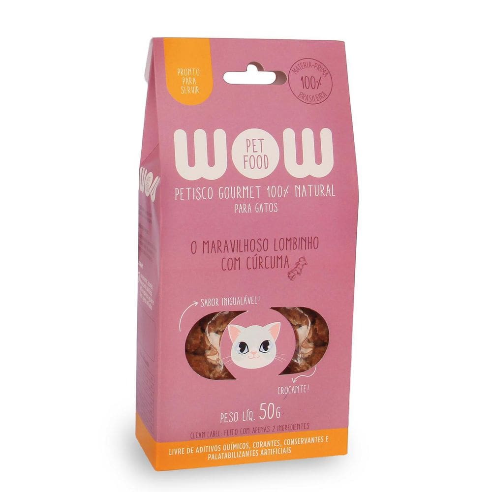 Petisco Natural Wow Pet Food Lombinho E Cúrcuma Para Gatos