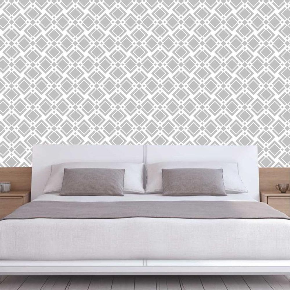 Papel Parede Cubos Geométricos Cinza Autocolante Sala Quarto