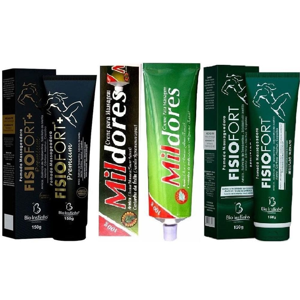 Kit 5 Pomada Fisio Fort Premium + 5 Mil Dores + 5 Fisio Fort