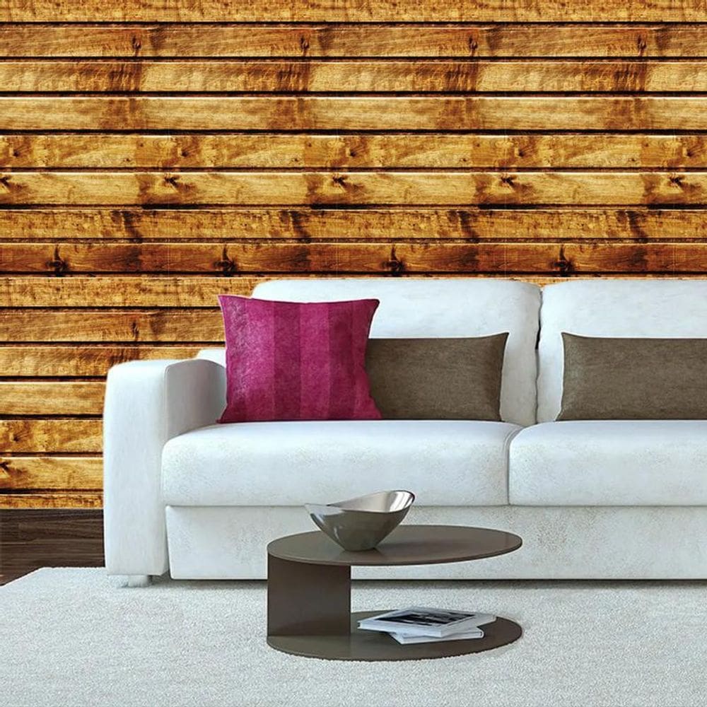 Papel De Parede Madeira Tabuas Anani Horizontal Adesivo Sala