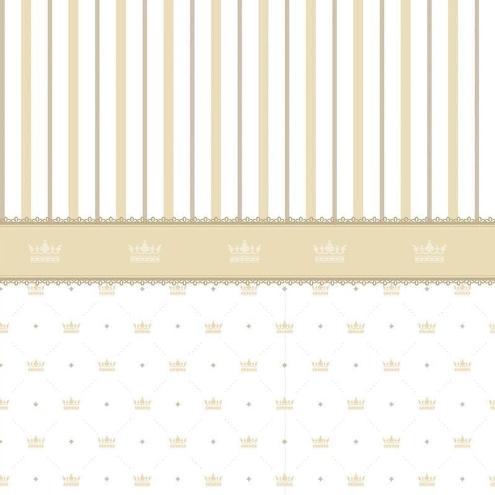 Papel De Parede Listrado E Com Coroas Quarto Infantil Bebê