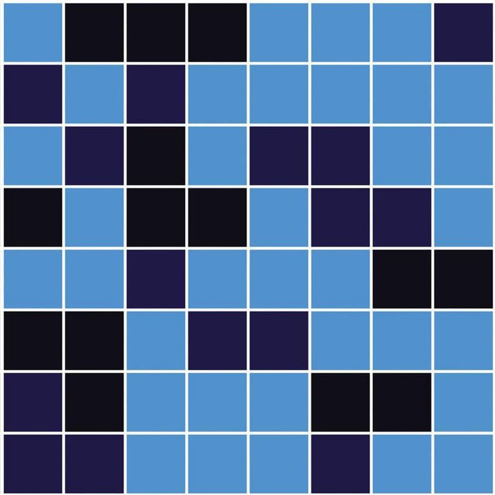 Papel De Parede Pastilhas Azul E Preto Autocolante Cozinha