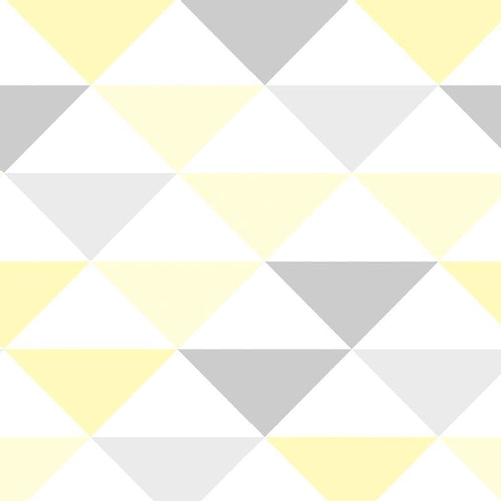 Papel Parede Triangulo Amarelo Cinza Branco Autocolante Sala
