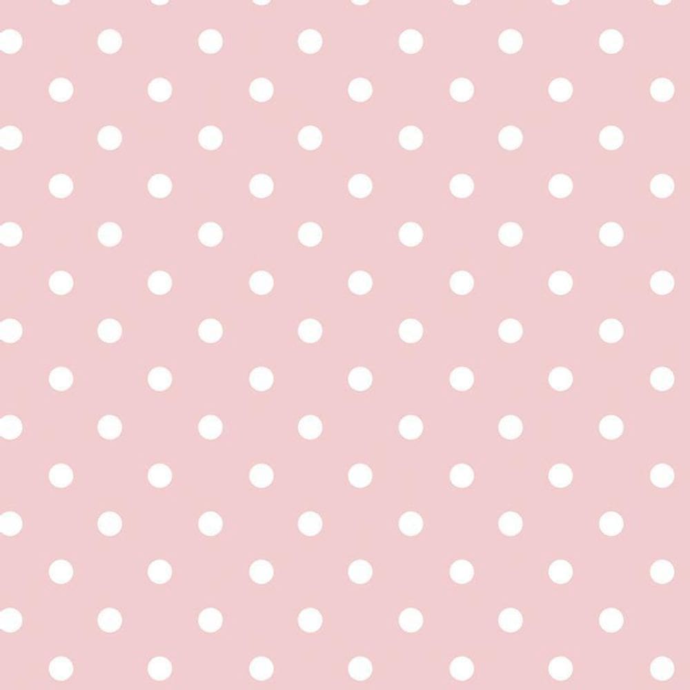 Papel De Parede Fundo Rosa E Circulos Branco Poa Autocolante