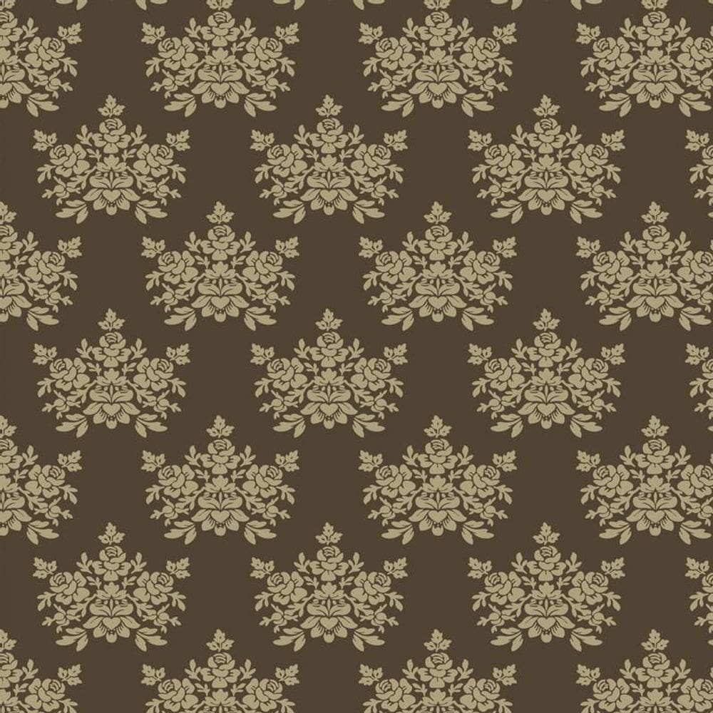 Papel De Parede Floral Fundo Marrom Com Dourado Adesivo Sala