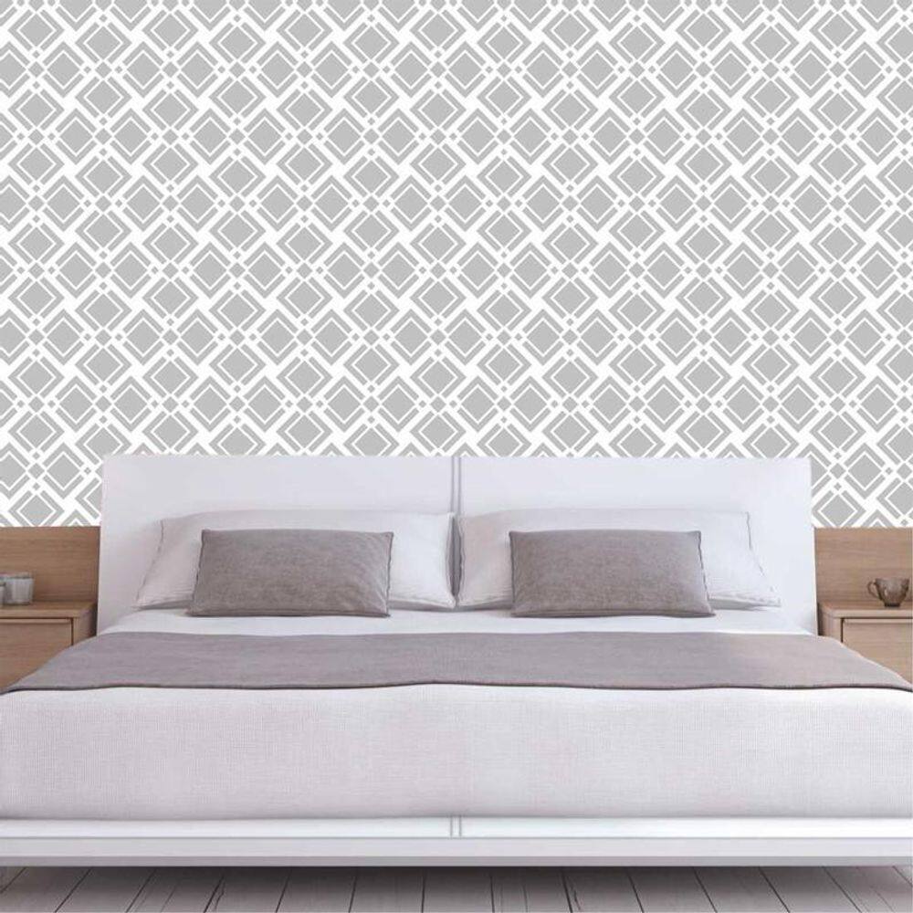 Papel Parede Cubos Geométricos Cinza Autocolante Sala Quarto