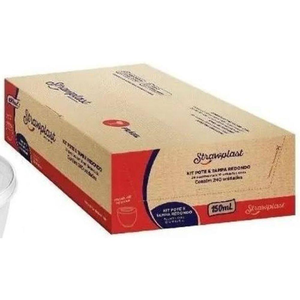 Potes Acrilico Redondo Lacre 150Ml Cristal Strawplast C/240