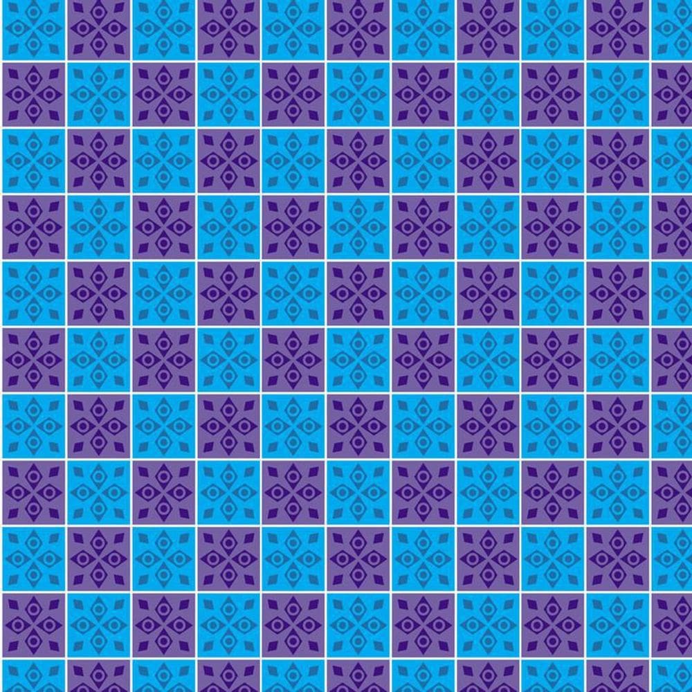 Papel De Parede Quadrados Azul E Lilas Adesivo Sala Quarto