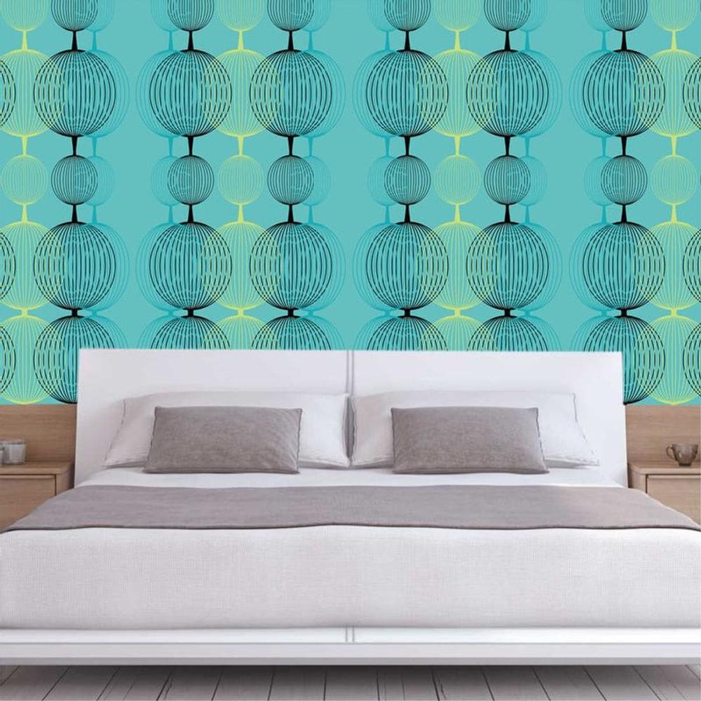 Papel De Parede Verde E Globo Preto E Amarelo Autocolante