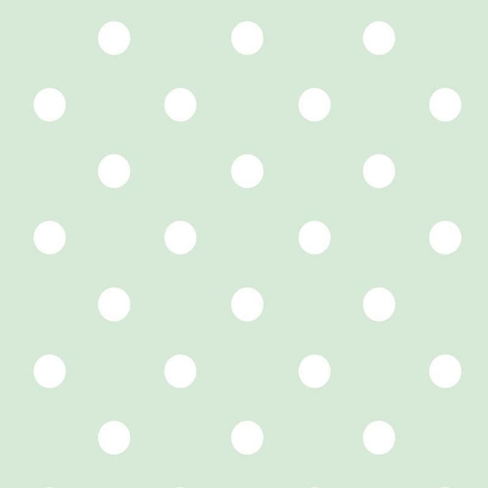Papel Parede Fundo Verde Claro E Circulos Branco Poa Adesivo