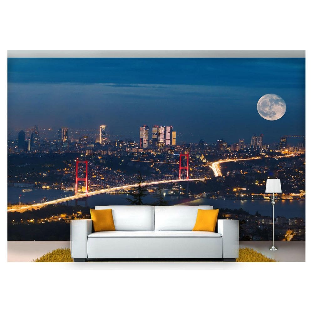 Papel De Parede Lua Cheia Ponte Golden Gate 3D Lua43