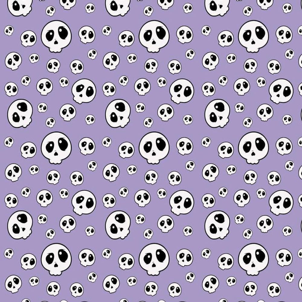 Papel De Parede Adesivo Lilas Decorativo Caveirinha Lavavel