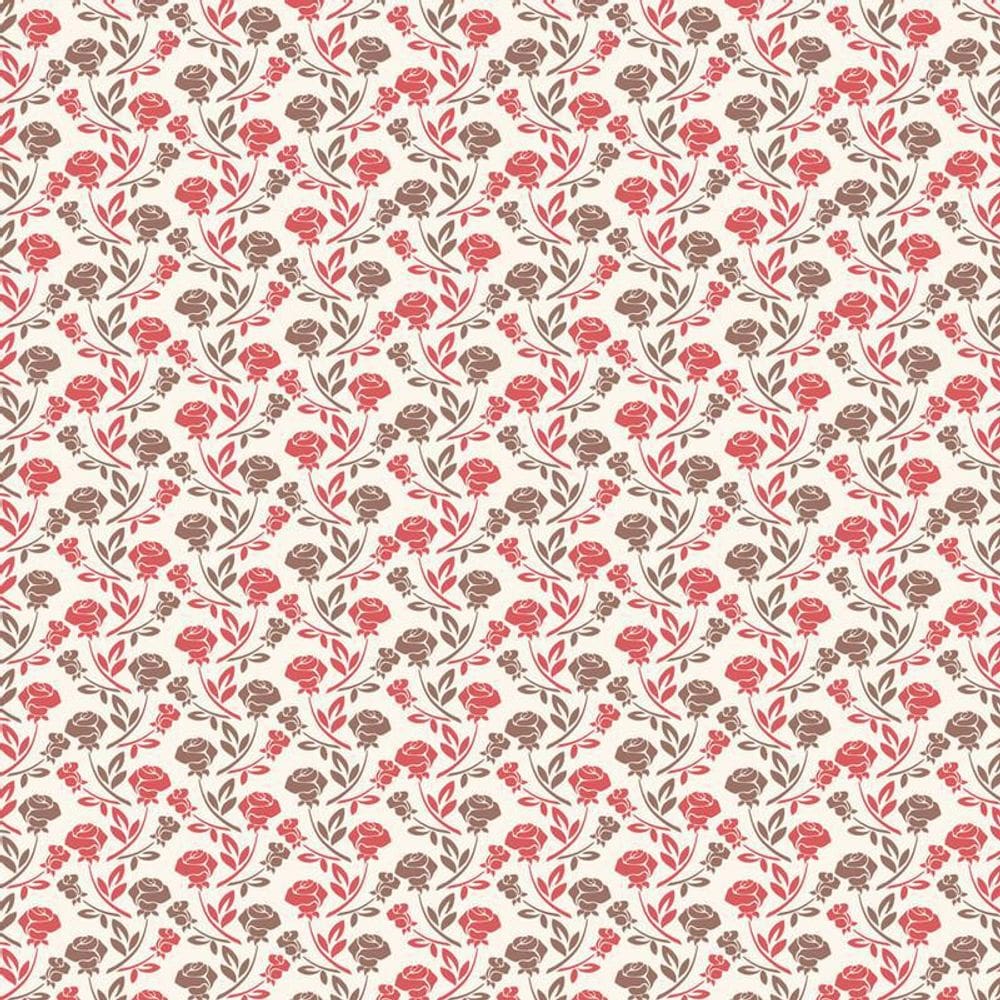 Papel De Parede Flores Vermelhas E Marrom Adesivo Lavavel