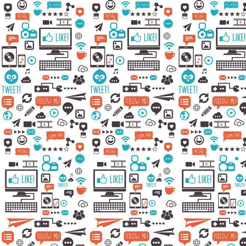 Papel De Parede Like Message Tweet Wifi Emoticon Autocolante