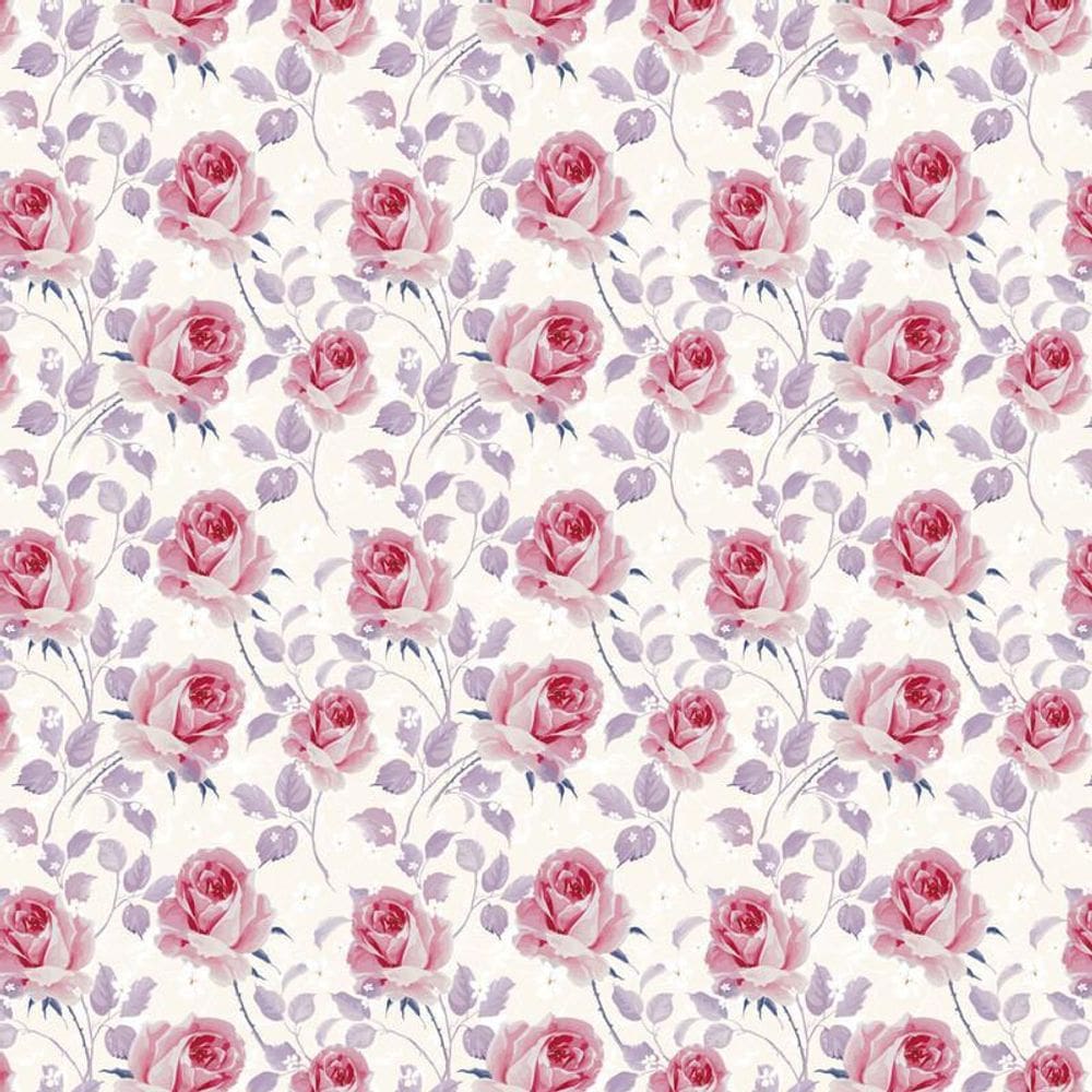 Papel De Parede Rosas Vermelhas E Lilas Fundo Branco Sala