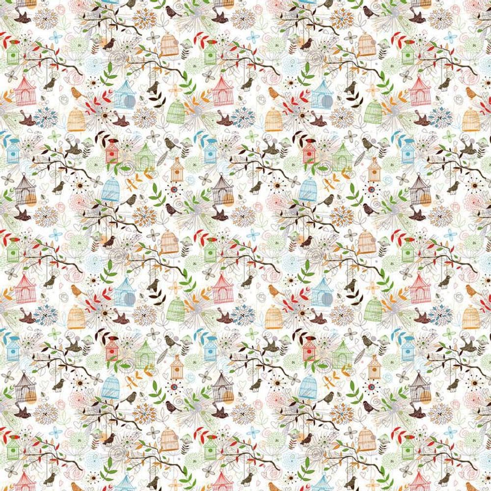 Papel Parede Gaiolas E Pássaros Coloridos Decorativo Adesivo