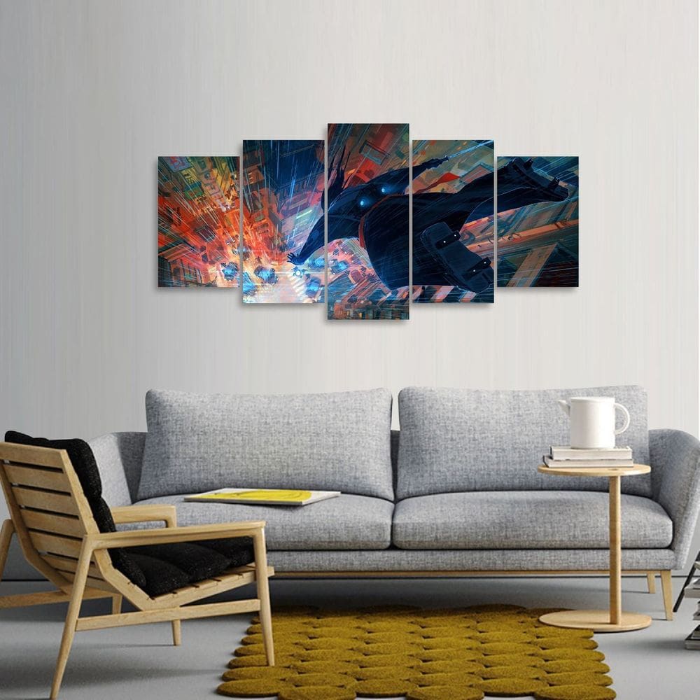 Quadro Samurai Jack Animes Mosaico 5 Peças 125x60