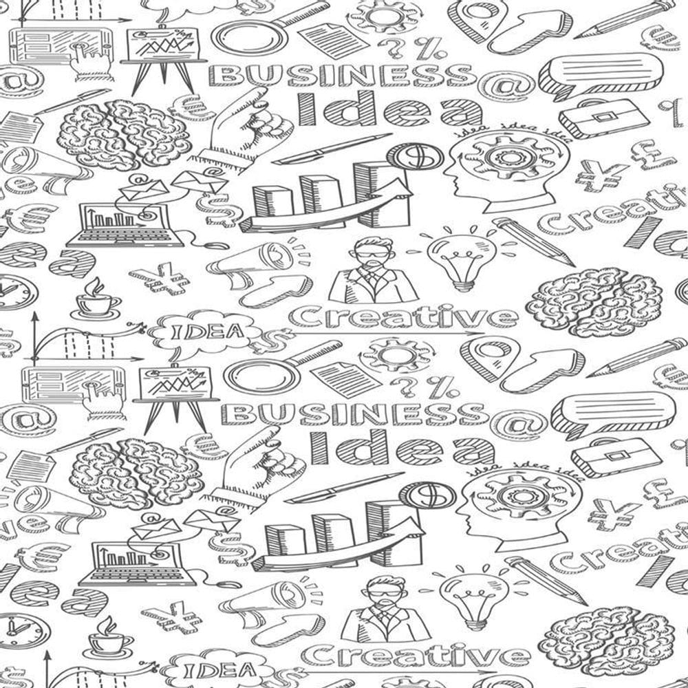 Papel De Parede Adesivo Branco Com Desenho Estudante Preto