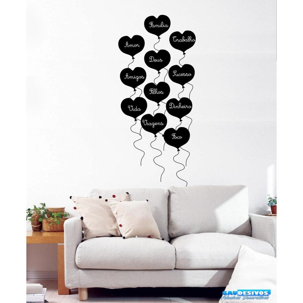 Adesivo Decorativo De Corações  Giz  Escreva Motivacional