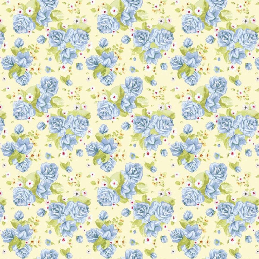 Papel De Parede Flores Azul E Amarela Adesivo Sala Cozinha