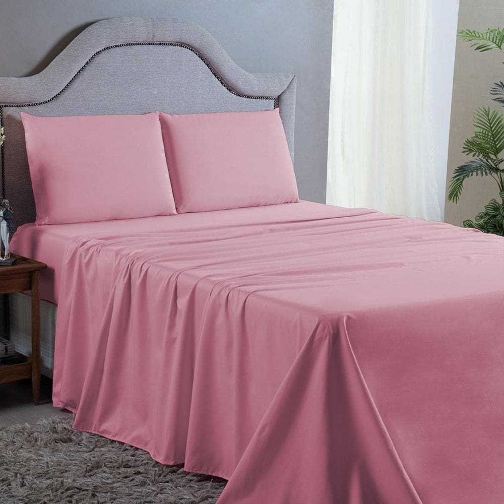 Roupa de Cama Queen 4 pç Percal 400 Fios Salmão