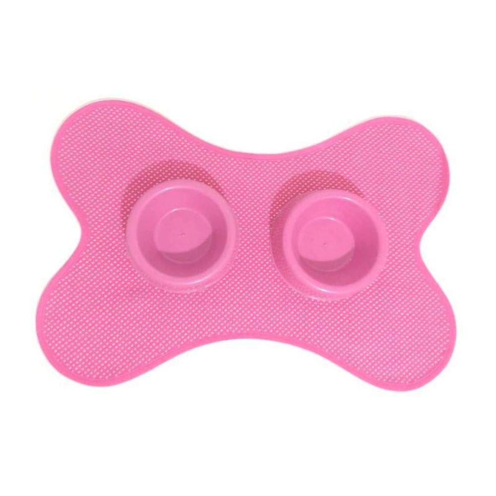 Kit Tapete Comedouro/Bebedouro Rosa Poá