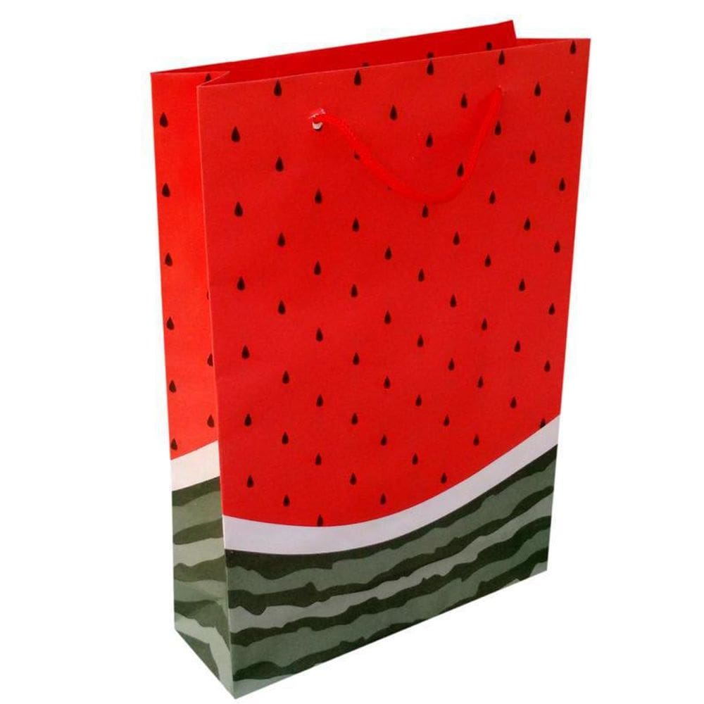 Kit 100 Sacolas Papel Melancia 25X17X6Cm Festa Presente 90G