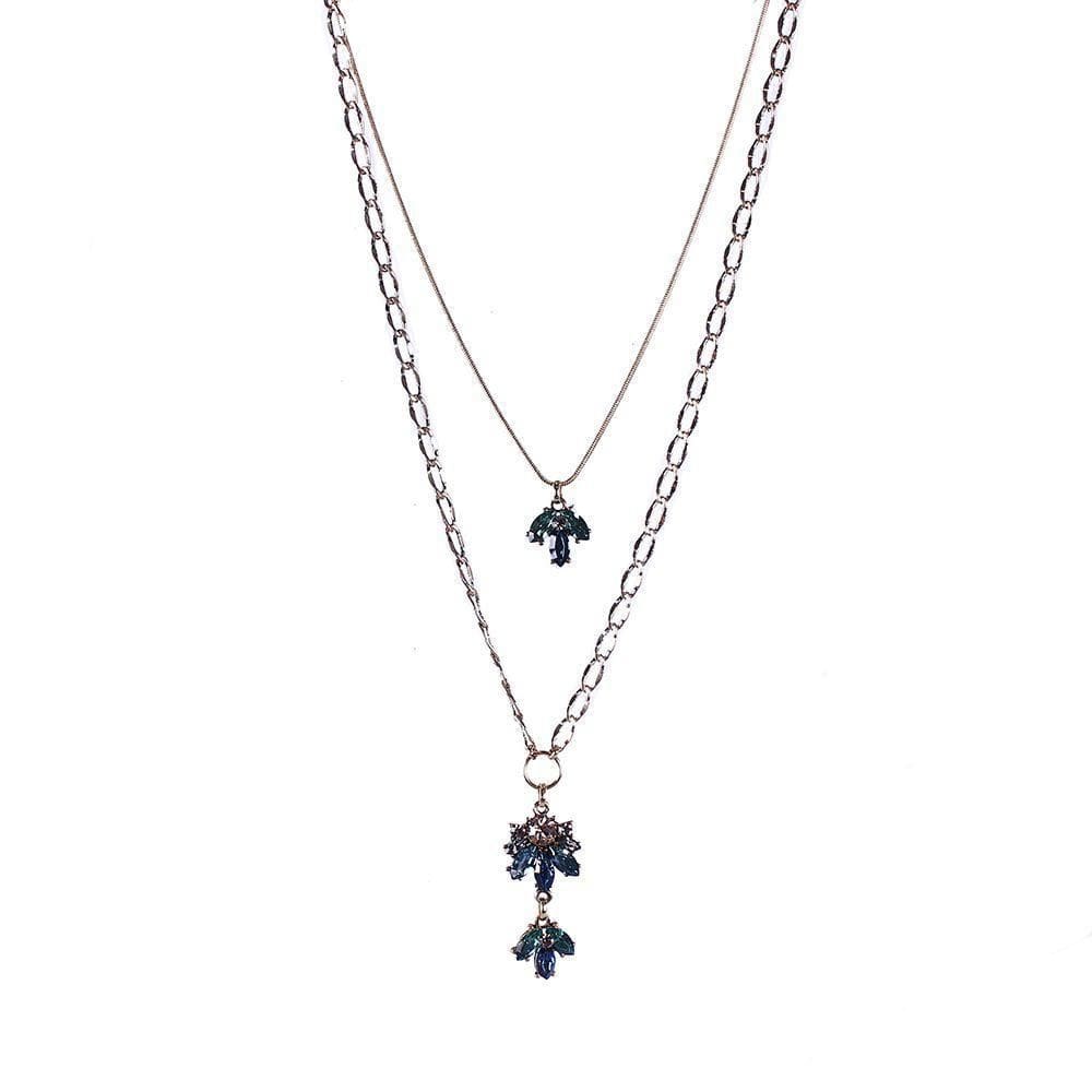 Colar Armazem Rr Bijoux Duplo Pedra Azul E Verde