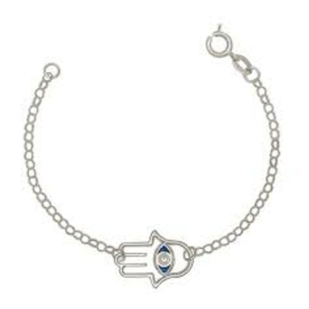 Pulseira Prata Com 1 Mão De Fátima 20Mm Vazada Com Resina