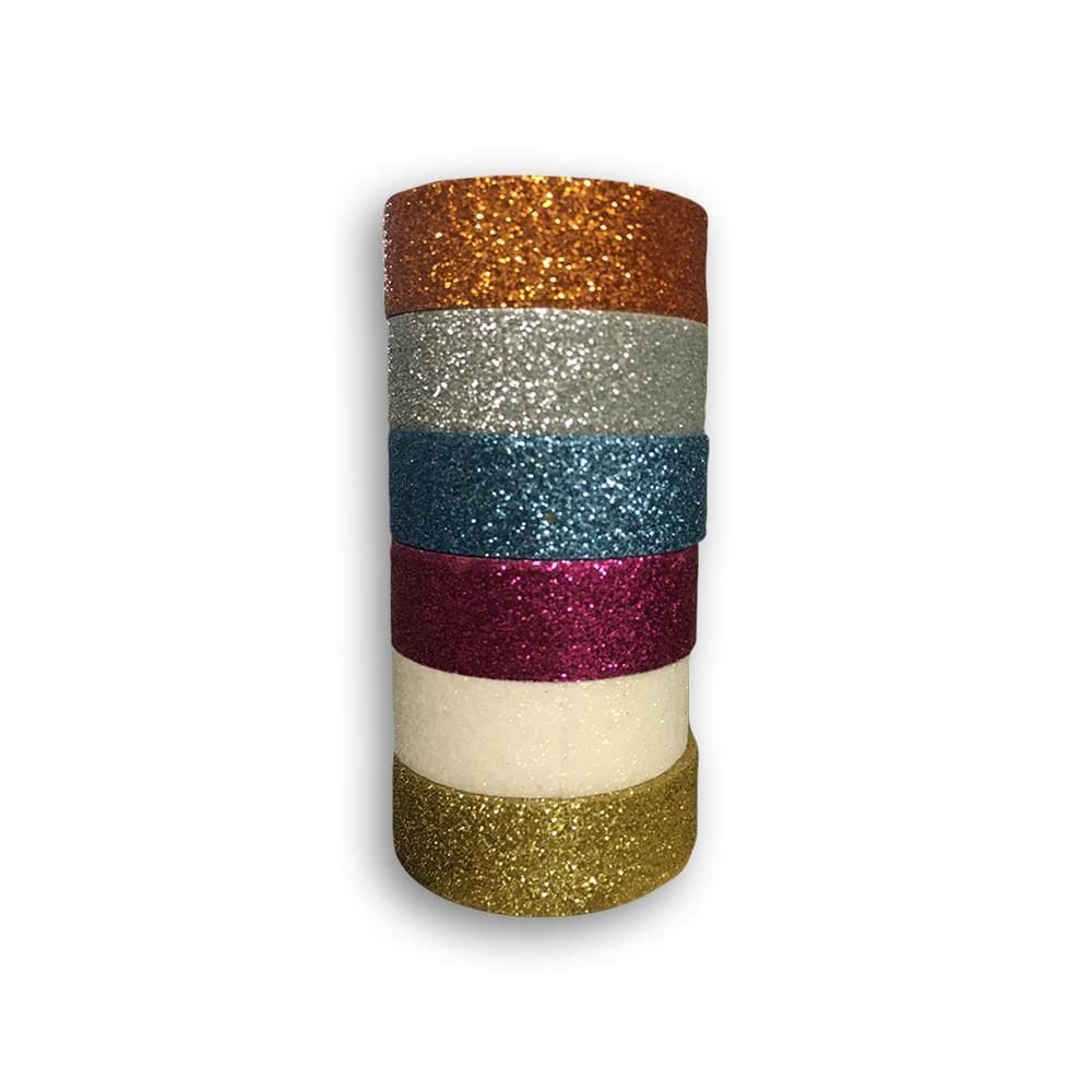 Fita Adesiva Win Paper Glitter 1,5Cmx3M Com 6 Unidades