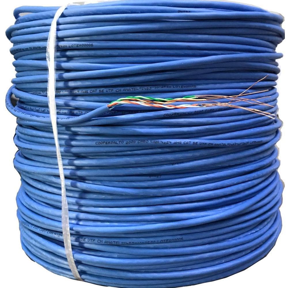 Cabo De Rede Lan Cat5E Utp Azul Rolo Com 200 Mts 100% Cobre