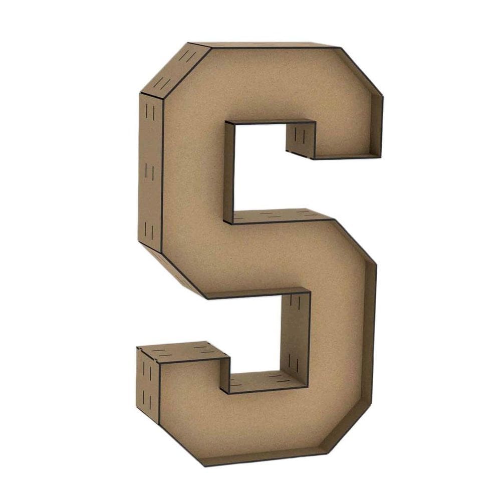 Letra Caixa Grande S Mdf 100Cm De Altura Decoração