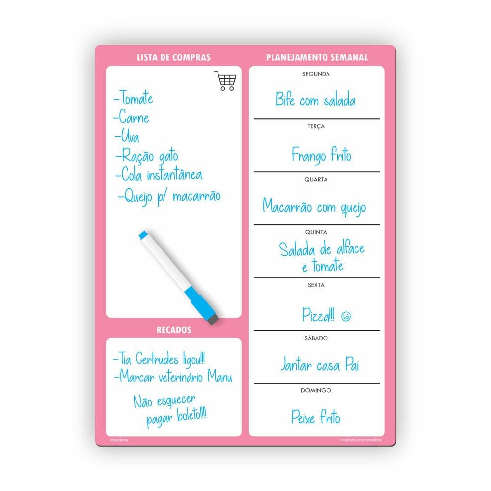 Ímã De Geladeira Porta Recados Rosa