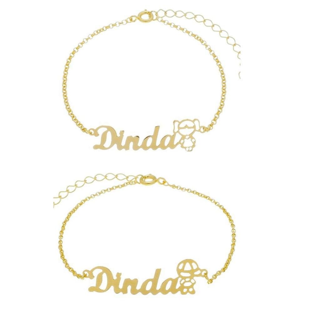 Pulseira Madrinha Dinda Menino/Menina Banhada A Ouro 18K