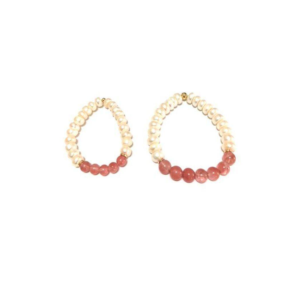 Pulseira Armazem Rr Bijoux Mãe E Filha Pérolas Pedra Rosa