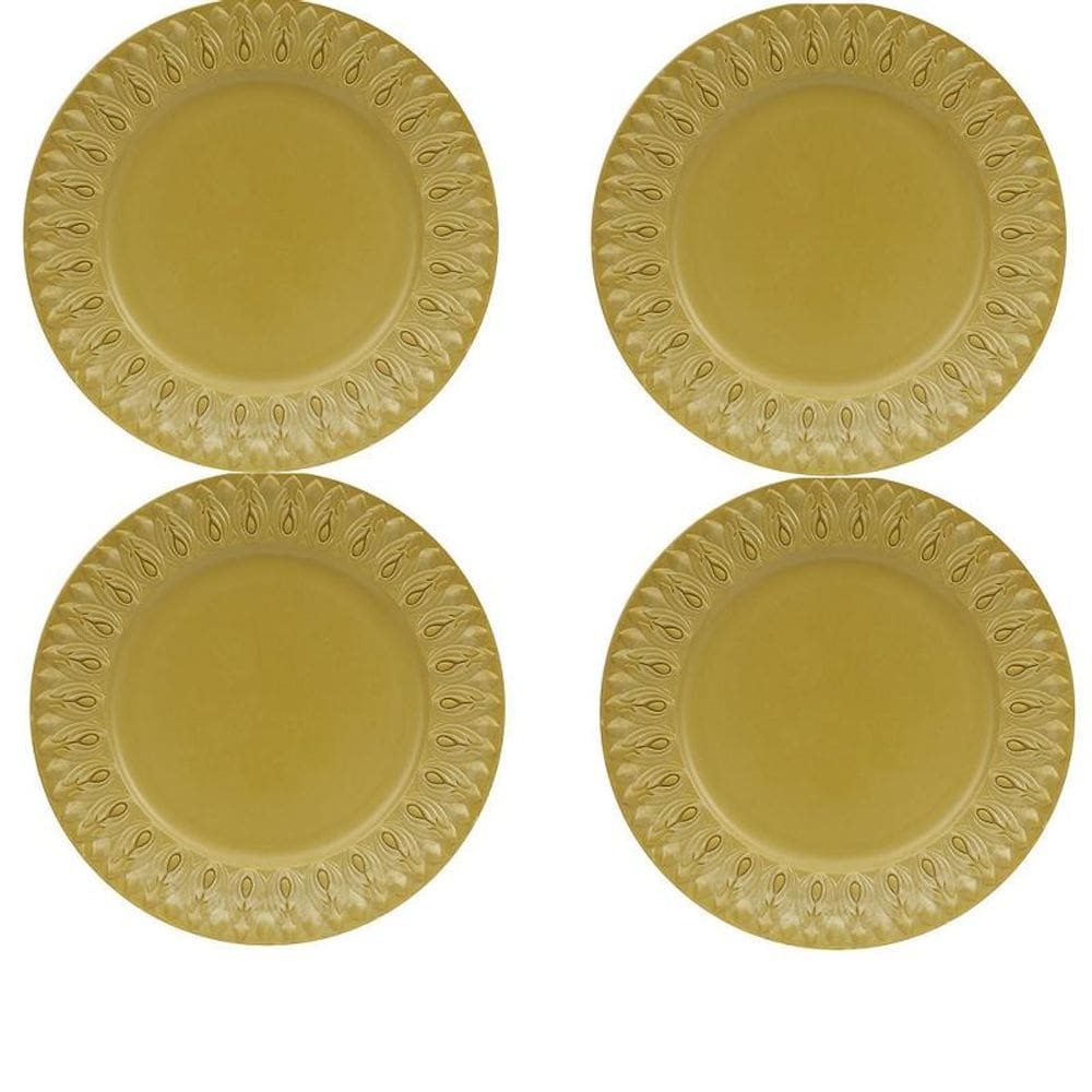 Sousplat  4  quatro  unidades Linha Greca - Amarelo