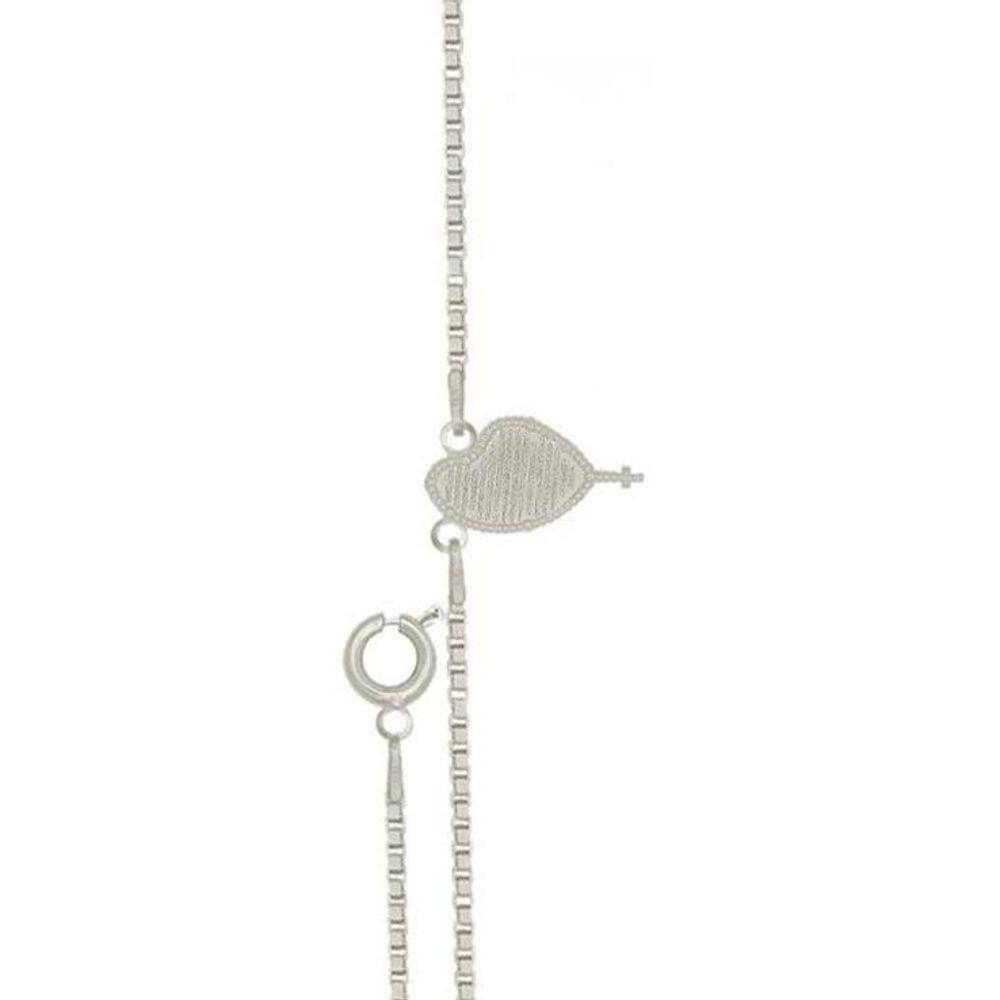 Gargantilha Prata Veneziana Prata Terço Com Pai Nosso